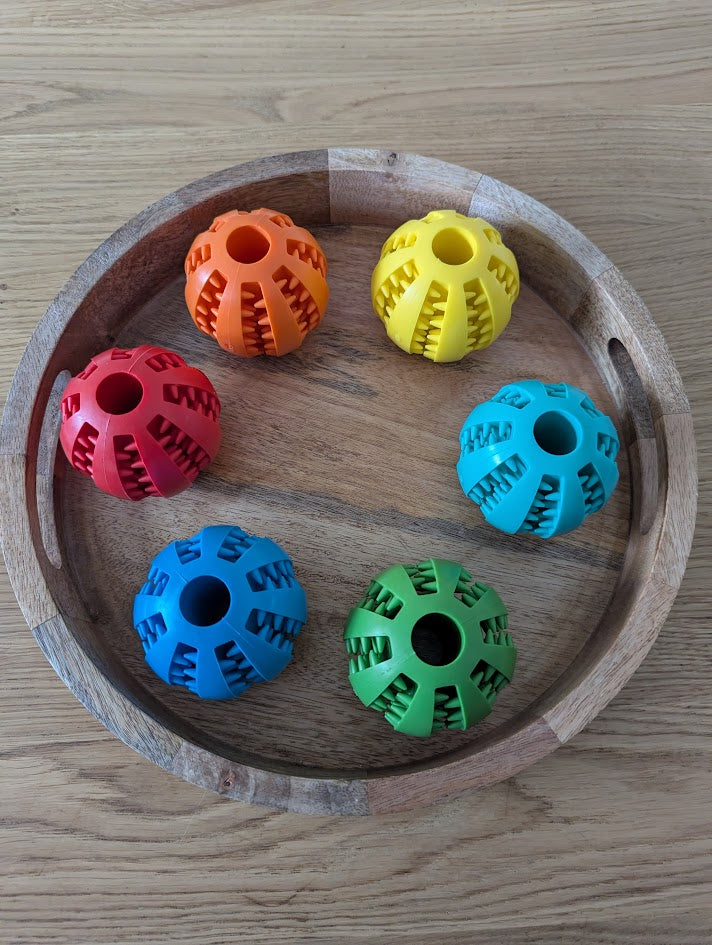 Rubber dog treat ball