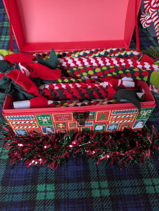 Handcrafted tuggie - large - Christmas colours